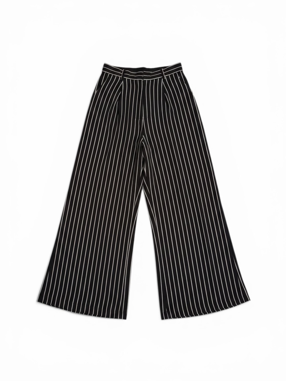 Tronjori wide leg pleated palazzo pants black/white stripe